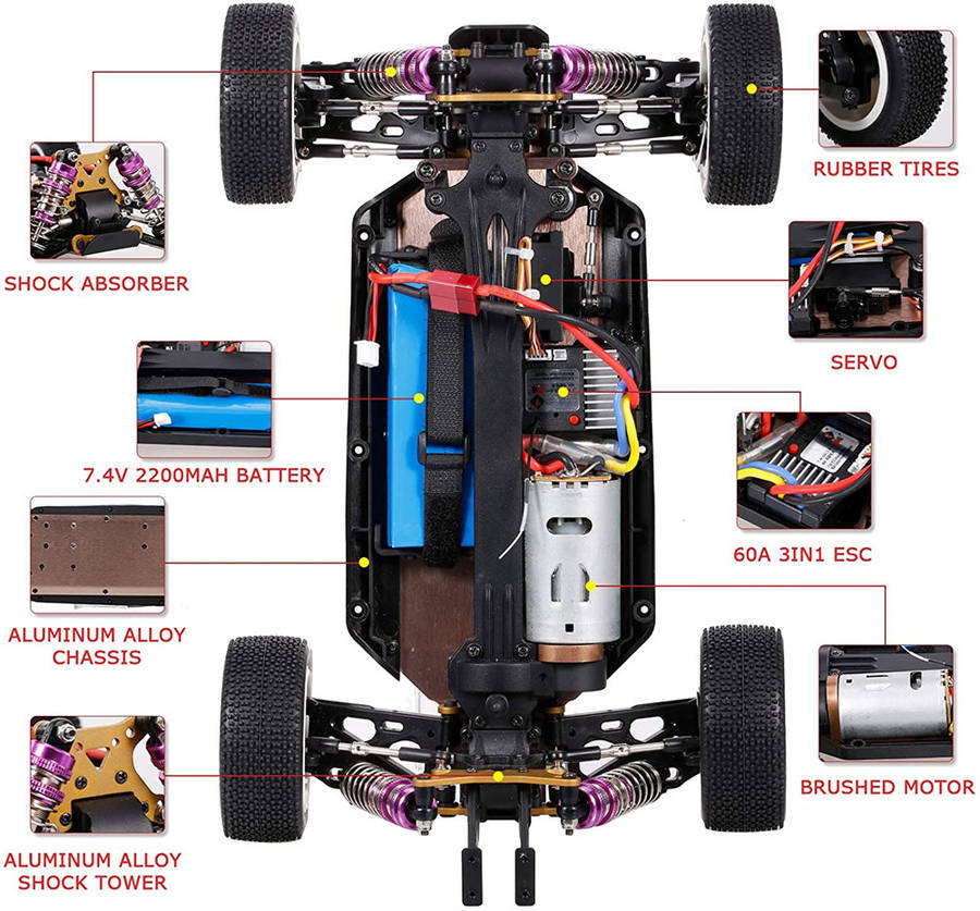 Wltoys 124019 RTR 1/12 2.4G 4WD 60km/h Metal Chassis RC Car Off-Road Vehicles 2200mAh Models Kids Toys