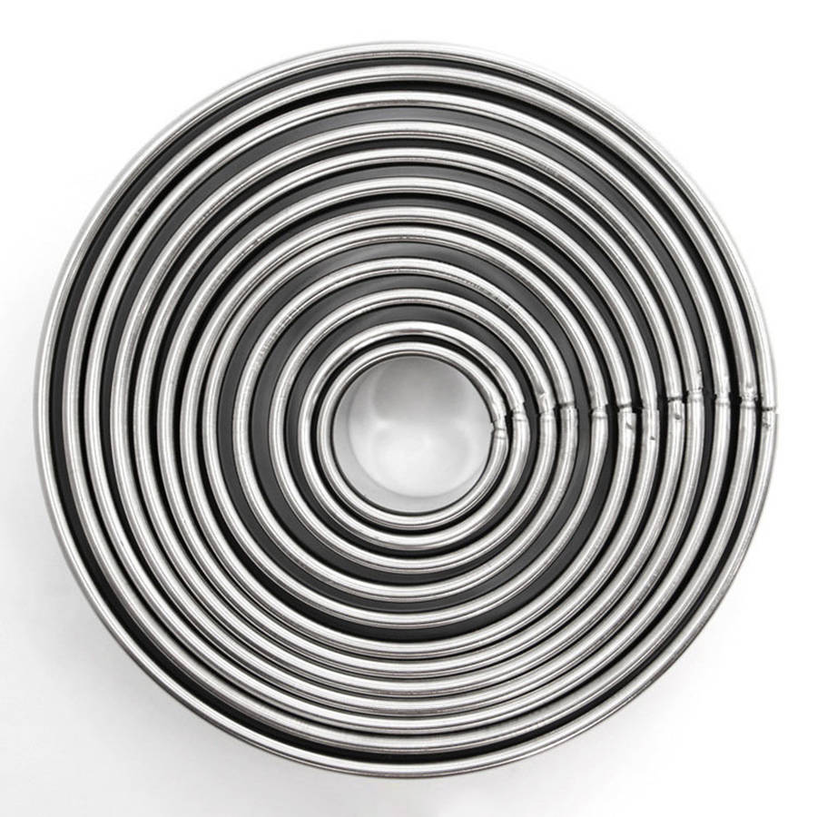12pcs Stainless Steel Round Cake Biscuit Cookie Cutter Mold Baking Mould Baking