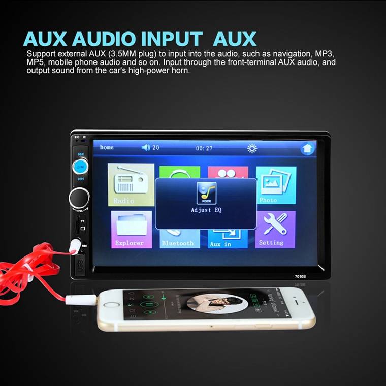 7 Inch Car Stereo Radio MP5 MP3 Player FM USB AUX Full HD Bluetooth Touch Screen Rear View Camera