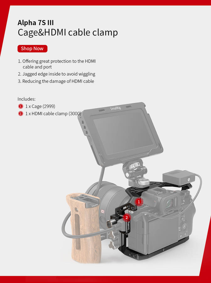 SmallRig 2999 A7S3 DSLR Cage A7SIII Form-fitting Cage for Sony Alpha 7S III Camera Cage A7S3 Cage Rig