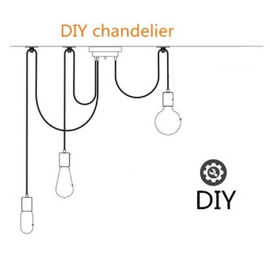 E27 1/2/3/4/5/6/7/8 Heads 1.2M Ethereal Glow Shade Ceiling Chandelier Light Black Wire Pendant Hanging Lampholder 110V-220V