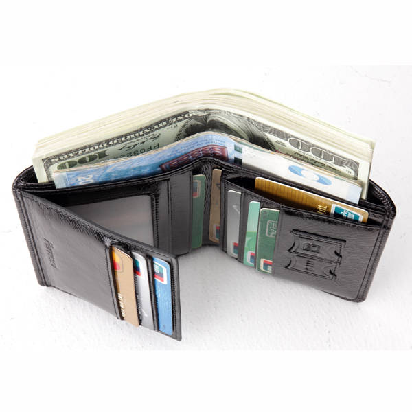 Men Genuine Leather RFID Blocking Secure Tri-fold Wallet