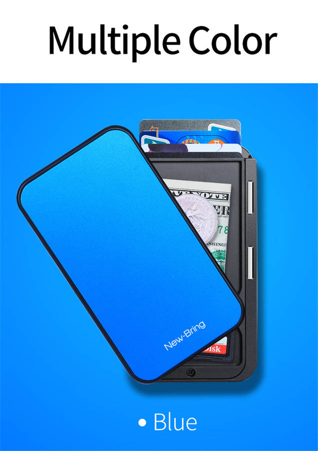NewBring Card Holder Metal Ultrathin Wooden RFID Blocking Card Holder Wallets Business ID Card Box Creative Gifts