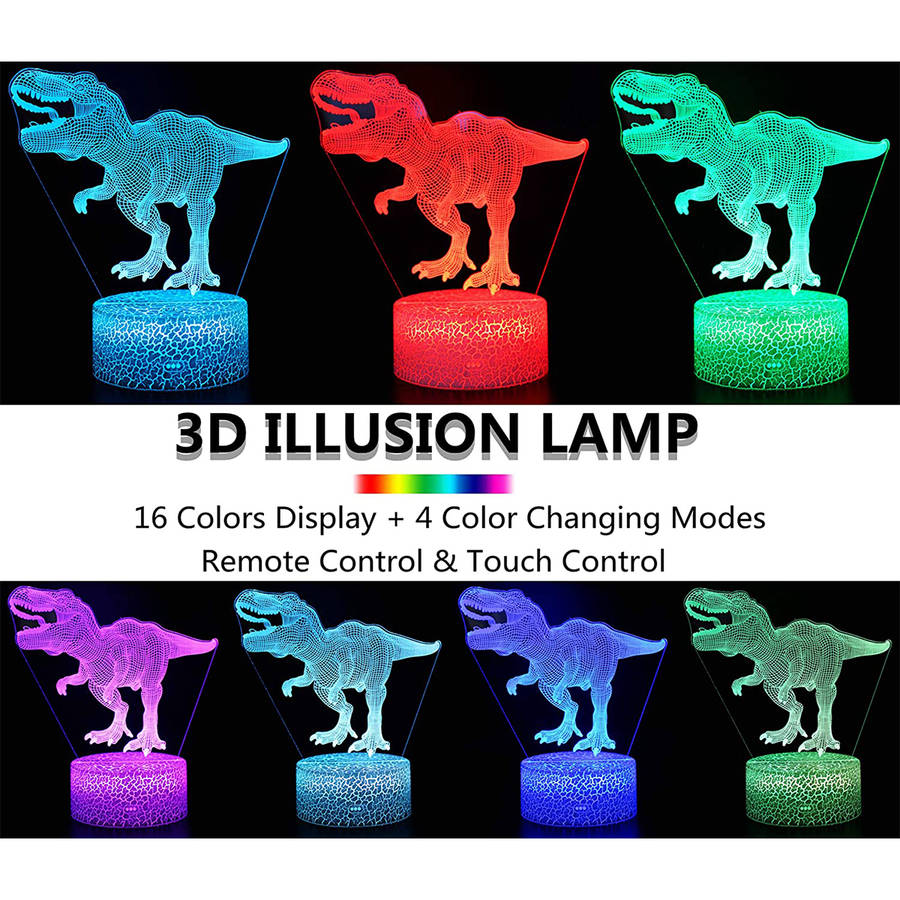 3D Dinosaur Night Light 16 Million Light Colors Toys Remote Control+Smart Touch Dimmable Christmas Toys