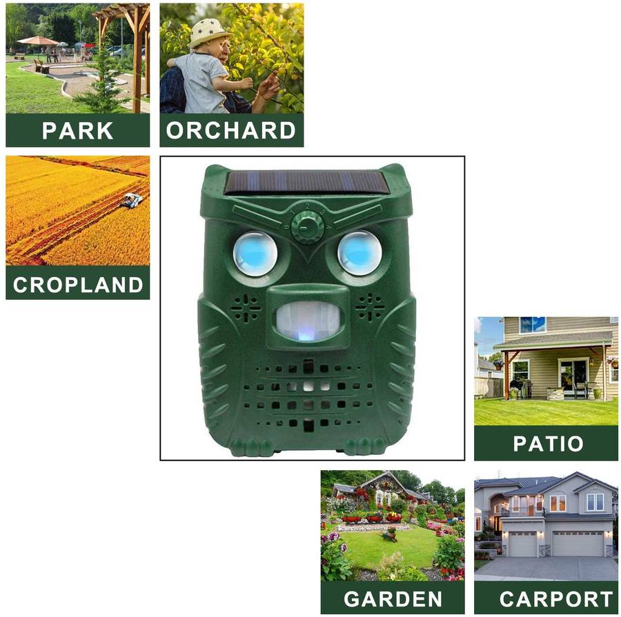 -WH528 Outdoor Solar Ultrasonic Animal Repeller Pest Control Bats Birds Dogs Cats Repeller with Flashing Light