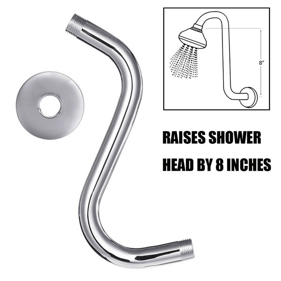 Stainless Steel High Rise Extension S-Curved Goose Neck Shower Extension Arm
