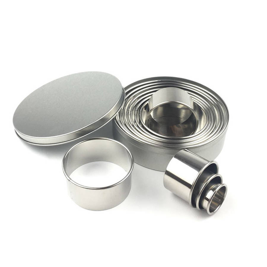 12pcs Stainless Steel Round Cake Biscuit Cookie Cutter Mold Baking Mould Baking