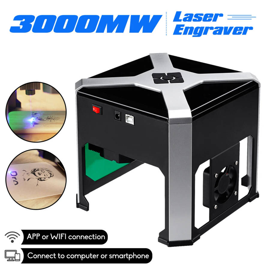 New K6 3000mW Laser Engraver WIFI USB Intelligent Control DIY Logo Mark Printer Carver