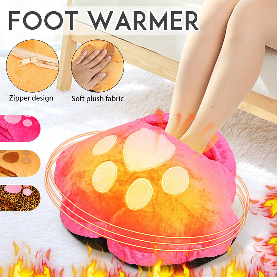 Cartoon Plush Cat Claw Warm Foot Super Soft Hand Warmers Removable Washable USB Electric Heating Home Soft Cute Shoes