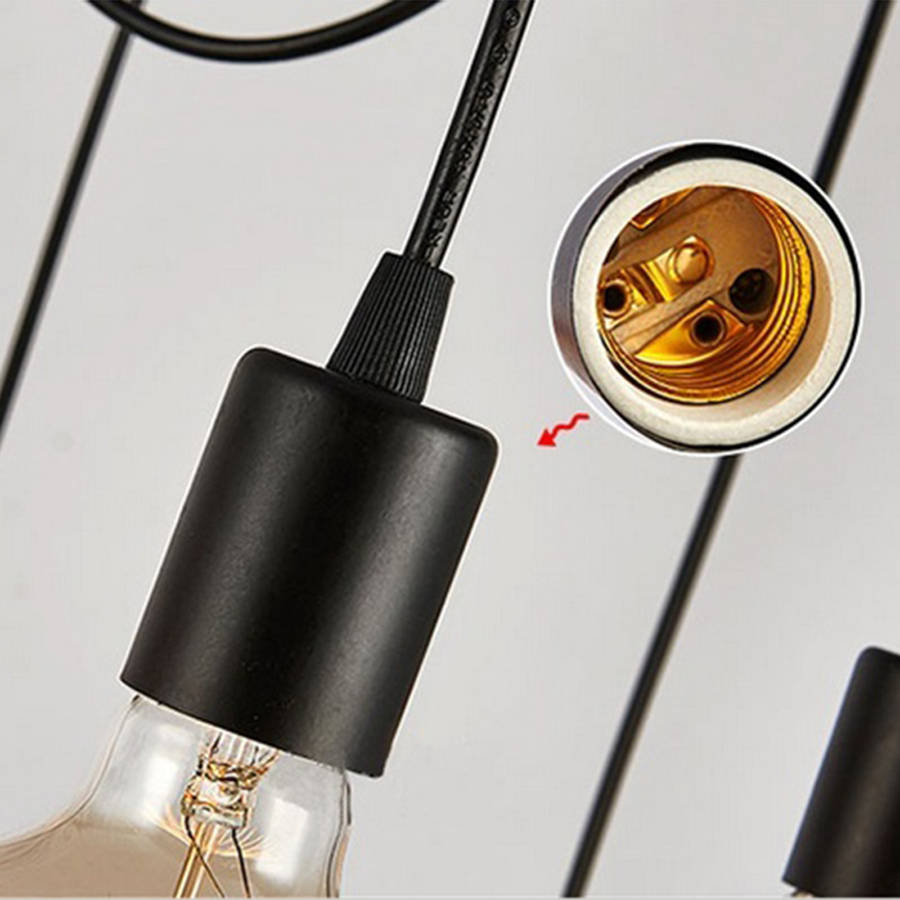 E27 1/2/3/4/5/6/7/8 Heads 1.2M Ethereal Glow Shade Ceiling Chandelier Light Black Wire Pendant Hanging Lampholder 110V-220V