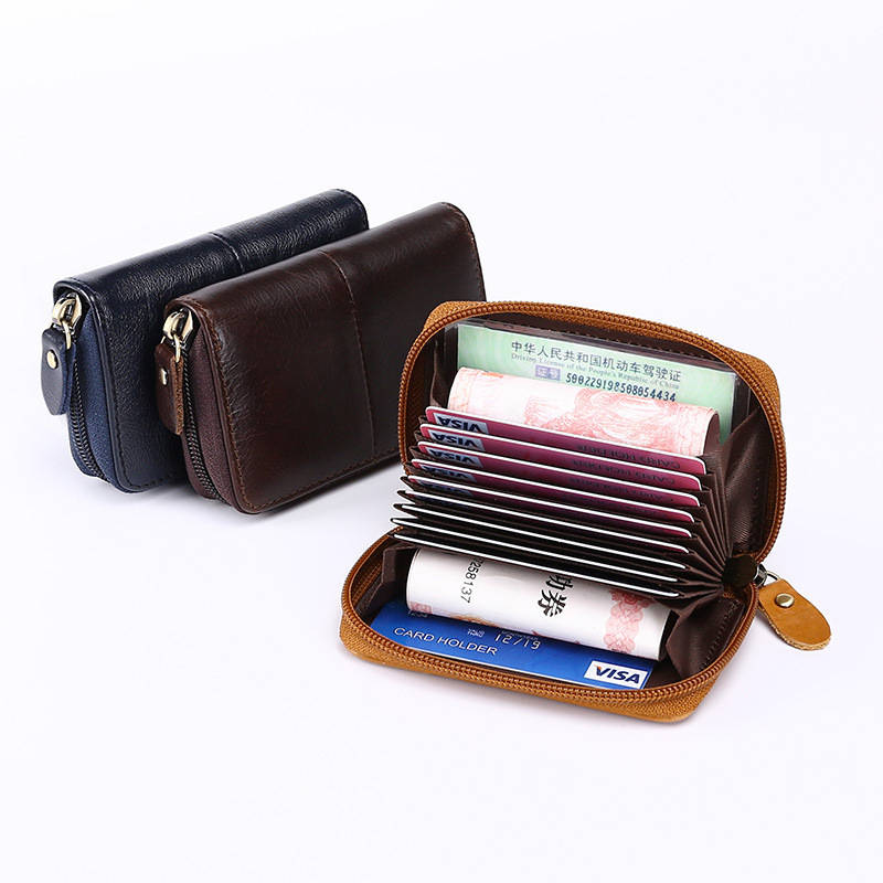 New Leather Card Bag Certificate Package Bank Card Bus Card Sets Card Holder