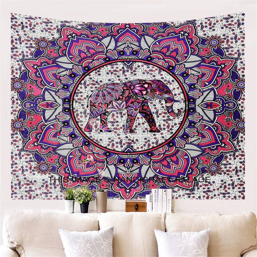 Colorful Dye Elephant Tapestry Wall Hanging Hippie Tapestry Colored Pr