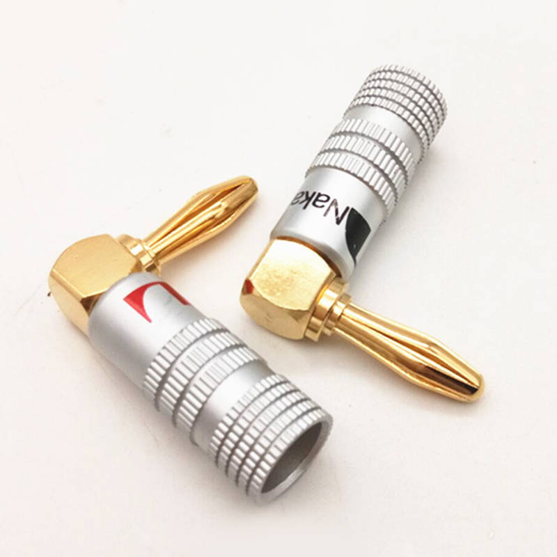 8/12PCS 4MM Banana Musical Speaker Cable Plugs Wear-resistant 90 Degree Right Angel Musical Speaker Cable Connector