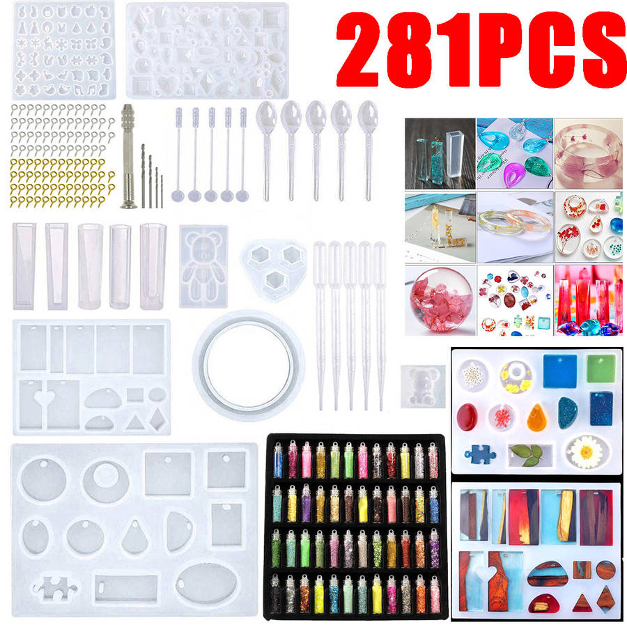 48/277pcs Resin Casting Molds Kit Jewelry Pendant Silicone Mould Making Craft