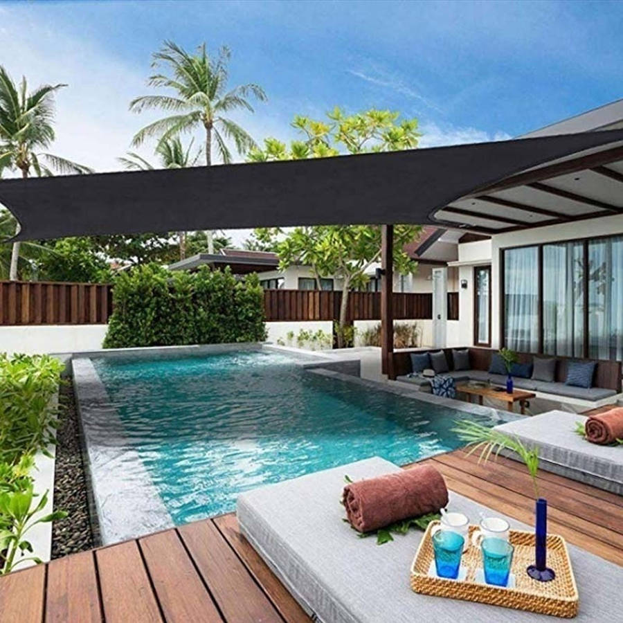 Patio Sun Shade Sail Sun Folding 90% UV Block Screen Awning Canopy Playground Outdoor Garden Patio Sunscreen