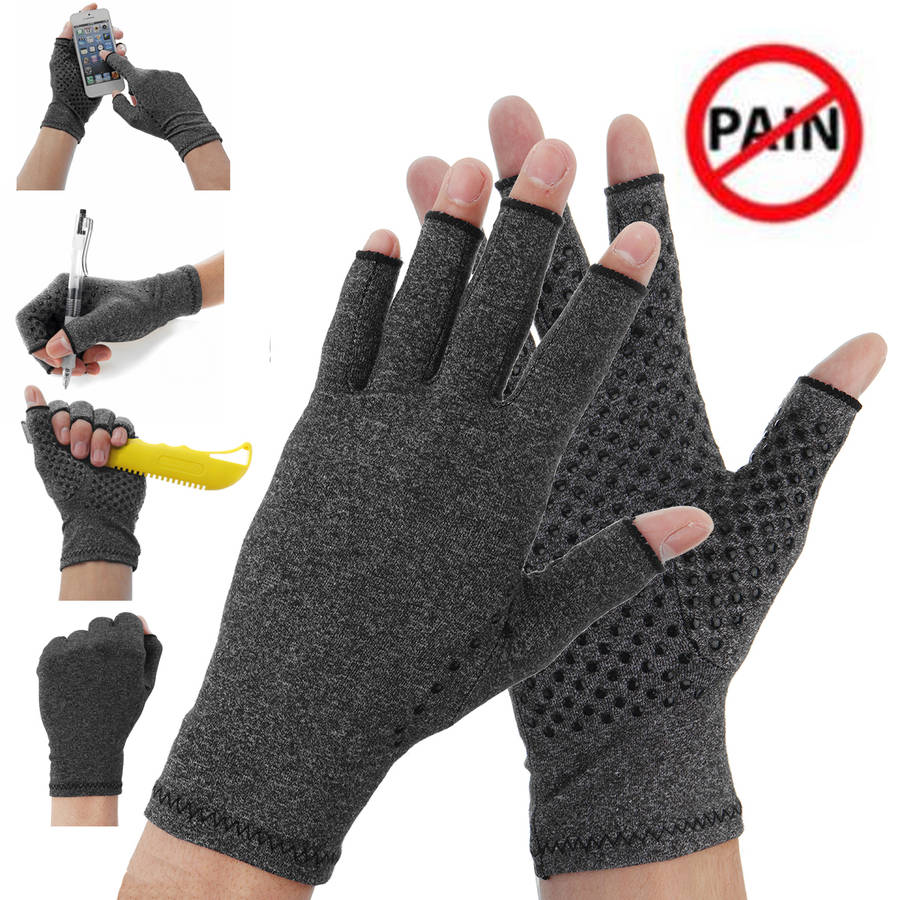 1 Pair Anti Arthritis Gloves Ease Pain Relief Compression Gloves Hand Support Outdoor Fitness Half Finger Gloves