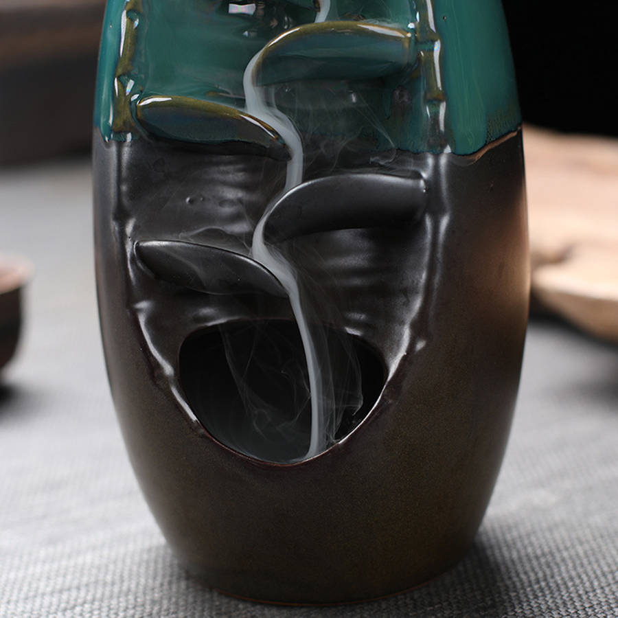 Porcelain Backflow Ceramic Cone Incense Burner Holder Buddhist Censer