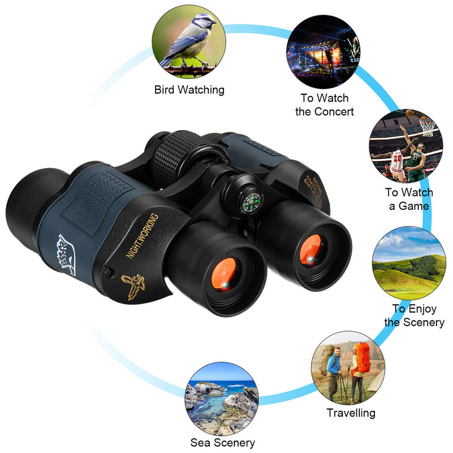 60x60 5-3000M Day/Night HD Hunting Binoculars With Compass Coordinates Outdoor Camping Waterproof Telescope