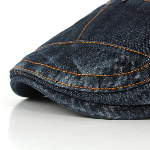 Fashion Mens Washed Denim Beret Caps Vintage Cowboy Flat Sun Cap