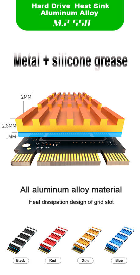 AODUKE AJSRP01 M.2 SSD PCIe Nvme Heat Sink Aluminum Alloy Hard Drive Radiator Solid State Disk Cooler Cooling Vest