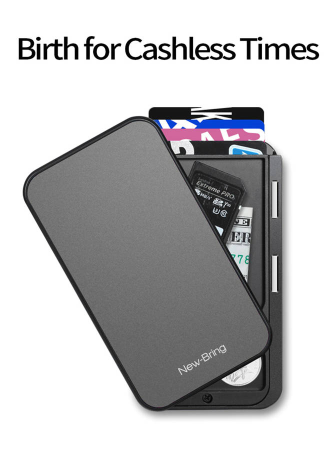 NewBring Card Holder Metal Ultrathin Wooden RFID Blocking Card Holder Wallets Business ID Card Box Creative Gifts