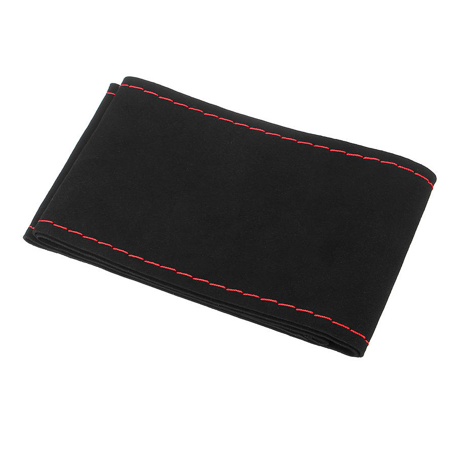 Diy 36/38Cm Car Steering Wheel Covers Super Fiber Suede Leather Universal With Needles And Thread