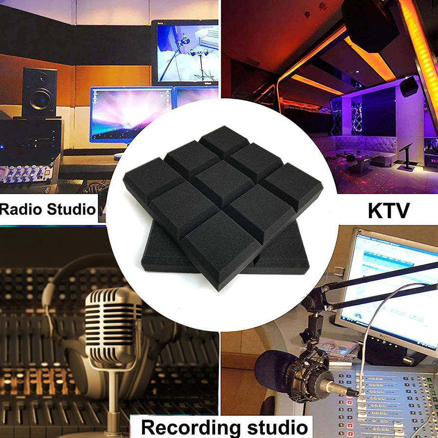 6Pcs 27x27x4 Acoustic Panels Tiles Studio Soundproofing Isolation Wedge Sponge Foam-Red