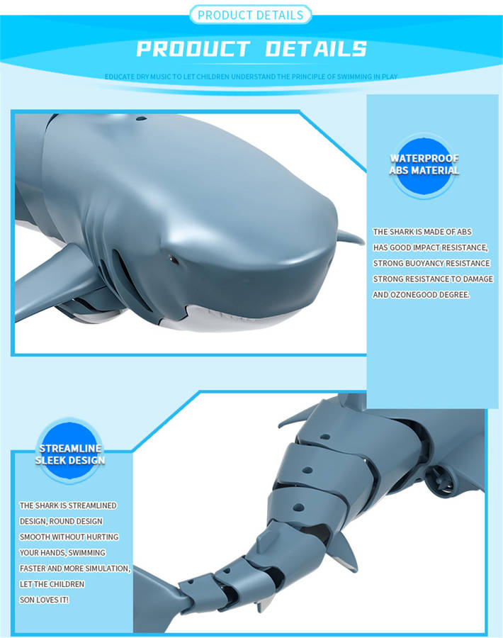 T11B with Two Battery 2.4G 4CH Electric RC Boat Simulation Shark Animal RTR Model Kids Toys