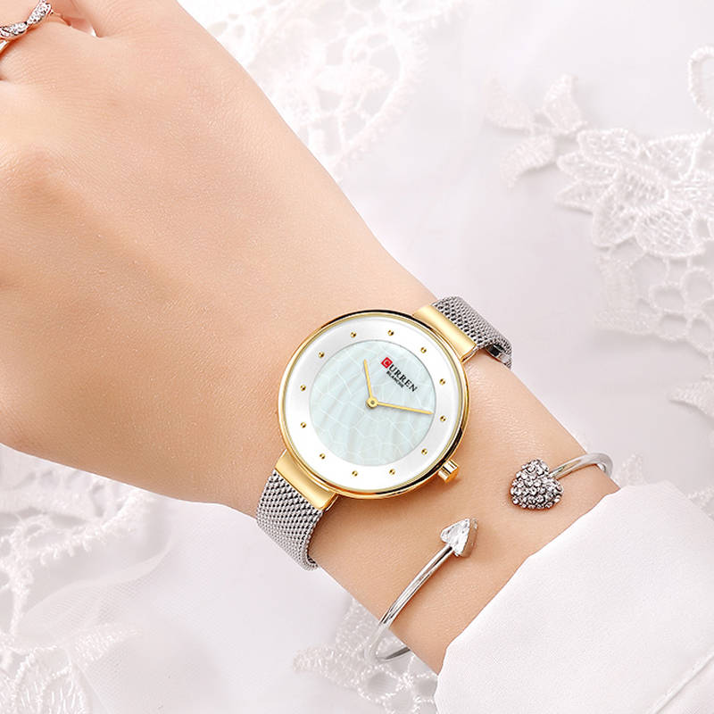 New CURREN 9032 Unique Dial Design Elegant Women Wrist Watch Business Female Qua