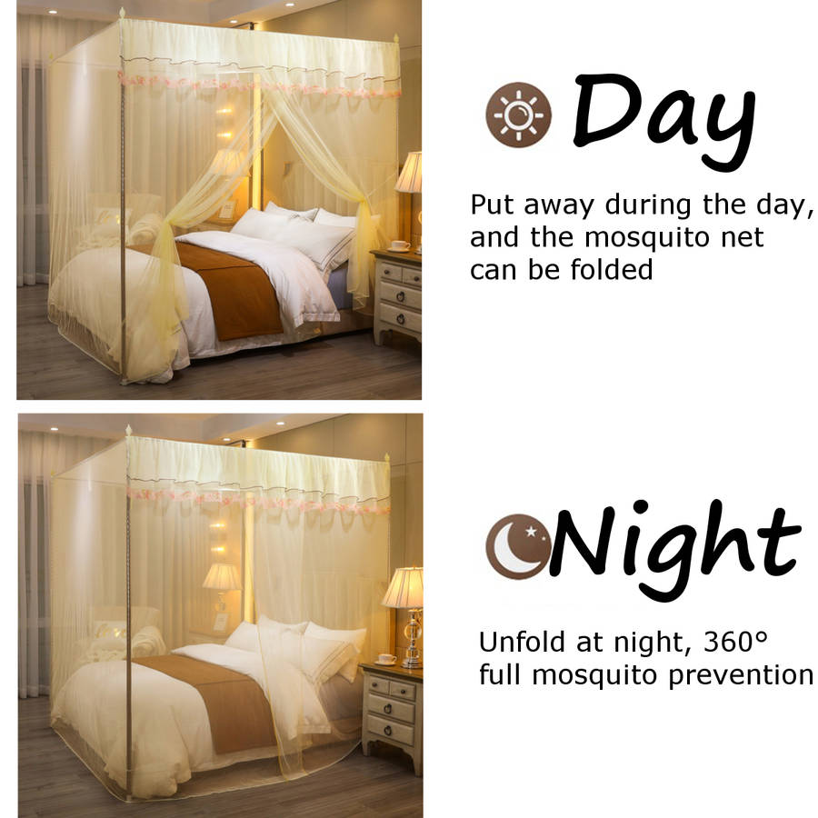 Mosquito Net 4 Corner 180*200CM Big Bed Canopy Home Bedding Lace Elegant
