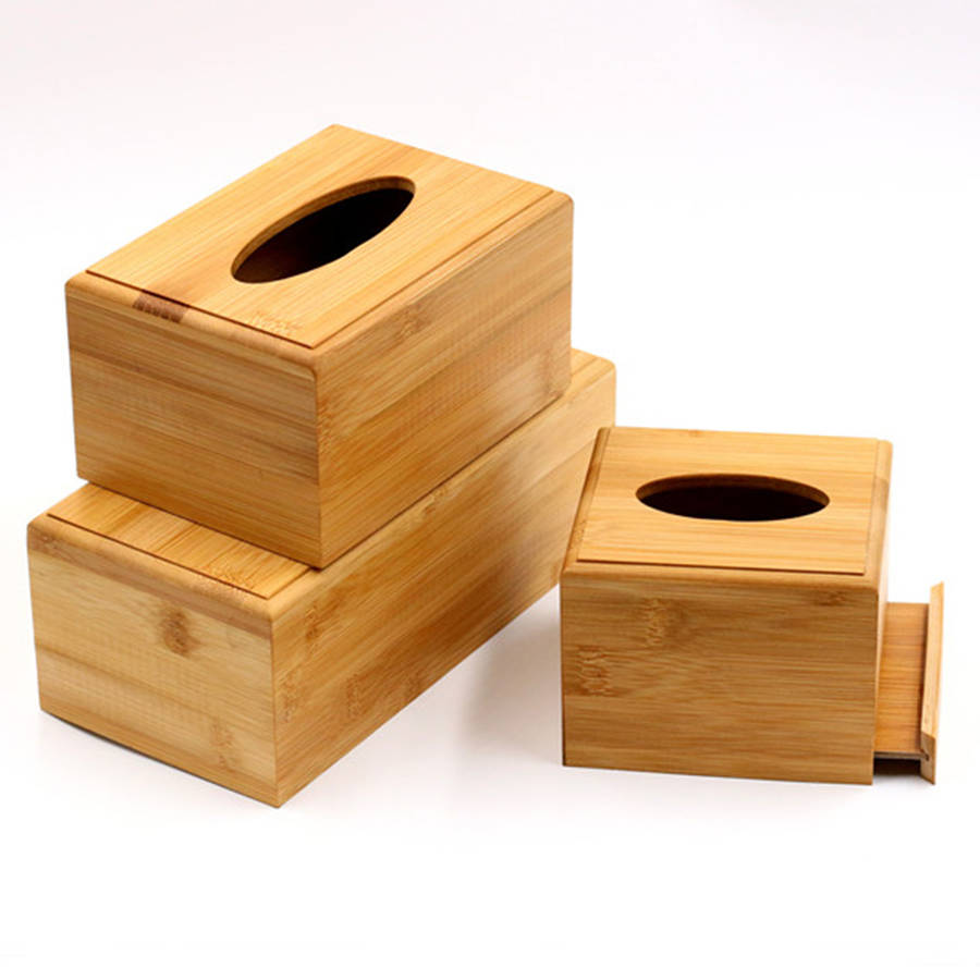 New Creative Plain Wooden Tissue Box Cover Wood Holder Car Home Paper Storage