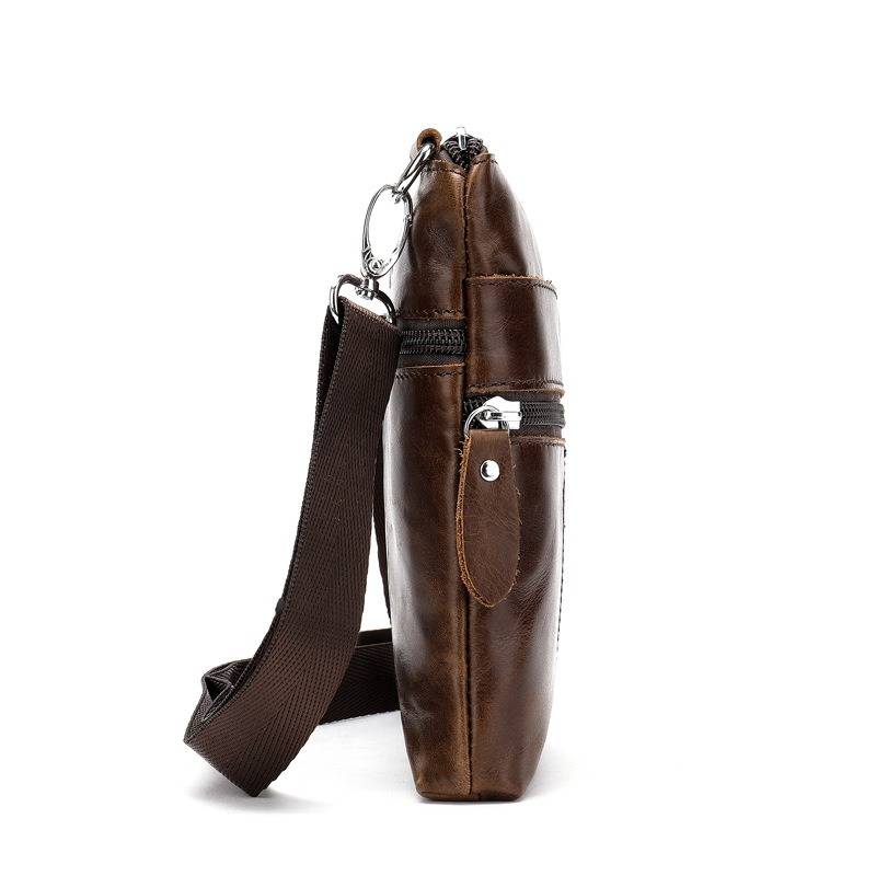 Genuine Leather Solid Shoulder Bag Messenger Bag For Men