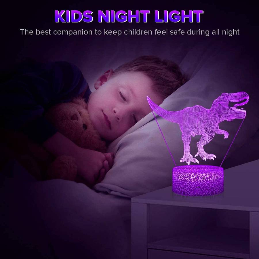 3D Dinosaur Night Light 16 Million Light Colors Toys Remote Control+Smart Touch Dimmable Christmas Toys