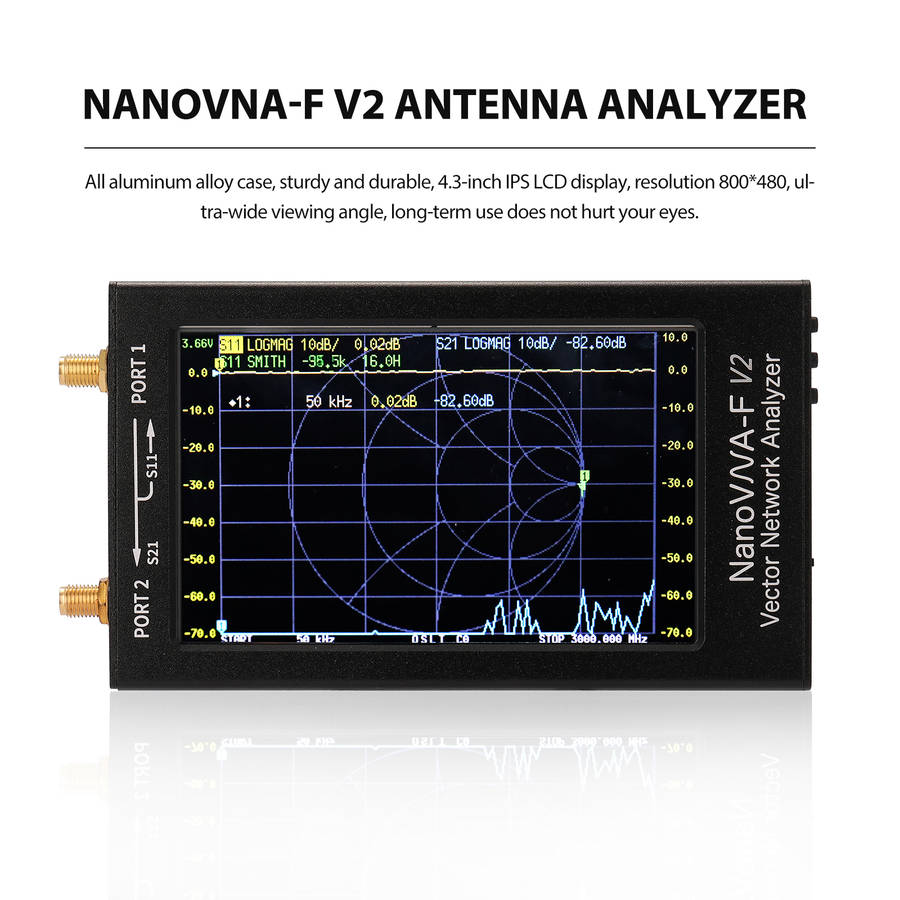 NanoVNA-F V2 50kHz-3GHz IPS 4.3Inch LCD Display Vector Network Analyzer S-A-A-2 Antenna Analyzer Short Wave HF VHF UHF