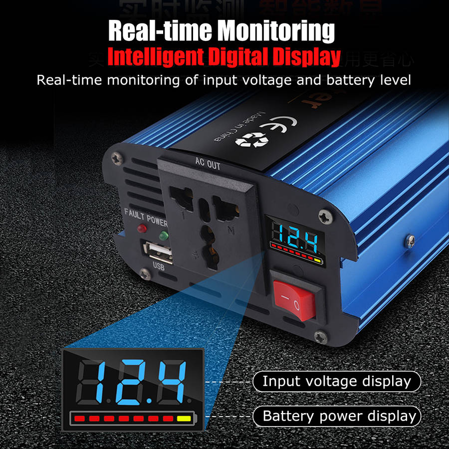 3000W LCD Power Inverter 12/24/48/60V to AC 220V Modified Sine Wave Converter