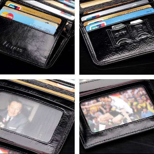 Men Genuine Leather RFID Blocking Secure Tri-fold Wallet