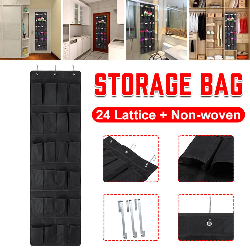 24 Plaid Over Door Hanging Bag Box Shoe Rack Hanger Storage Tidy Organizer Bag