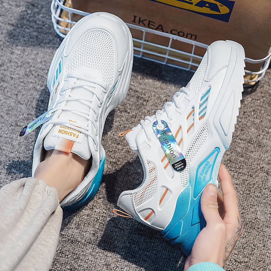 Men Shoes Breathable Mesh Lace Up Running Walking Casual Sneakers