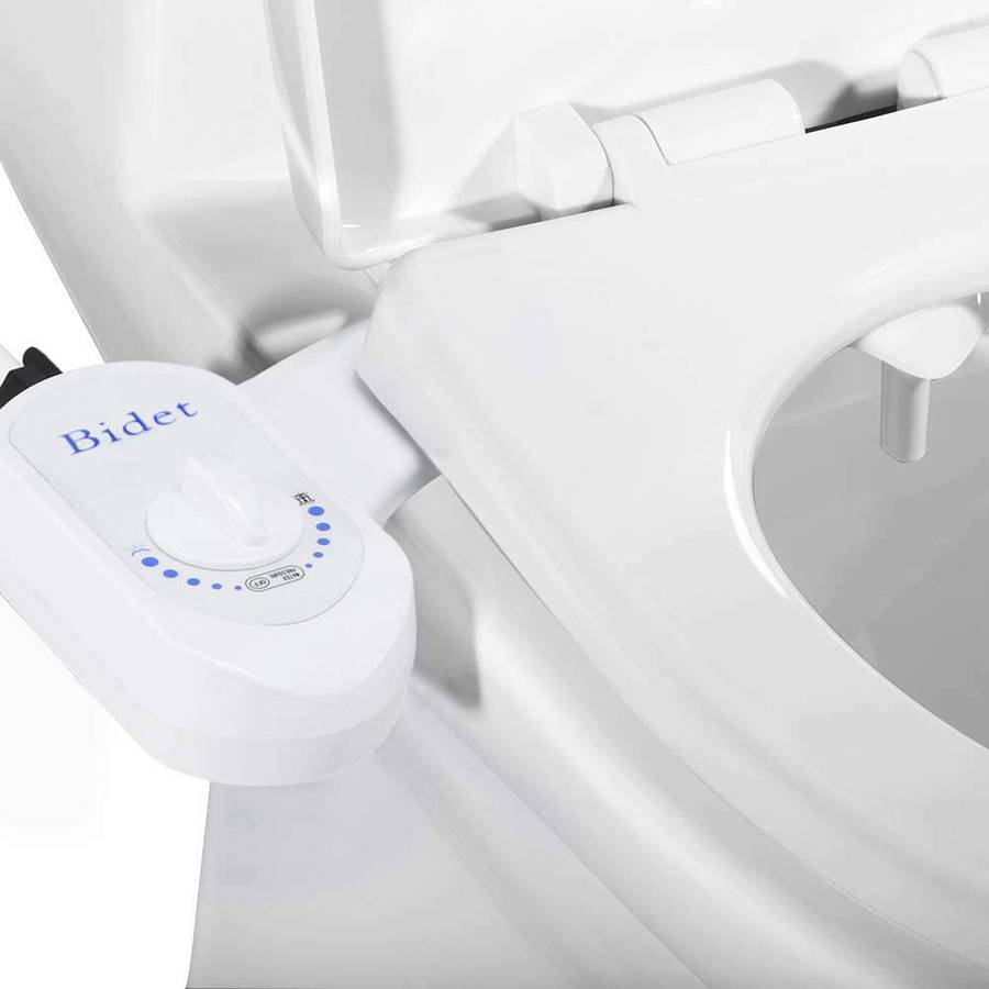 Bathroom Non-Electric Bidet Attachment for Home Mechanical Toilet Seat with Self-Cleaning Retractable Nozzle Water Pressure Adjustment