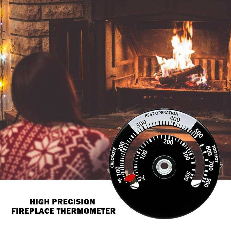 Fireplace Stove Pipe Magnetic Thermometer 0-500â/100-900â Wood Log Fire Flue Burner Stovepipe Gauge Black