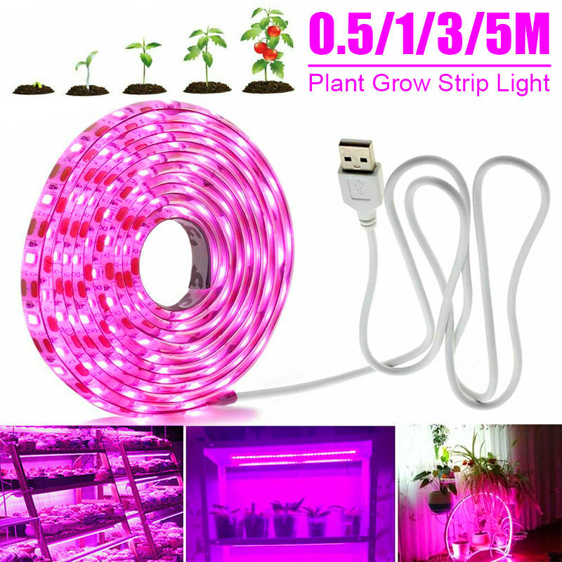 0.5m/1m/3m/5m usb led grow strip light full spectrum indoor plant growing lamp for garden vegetable flower seeds