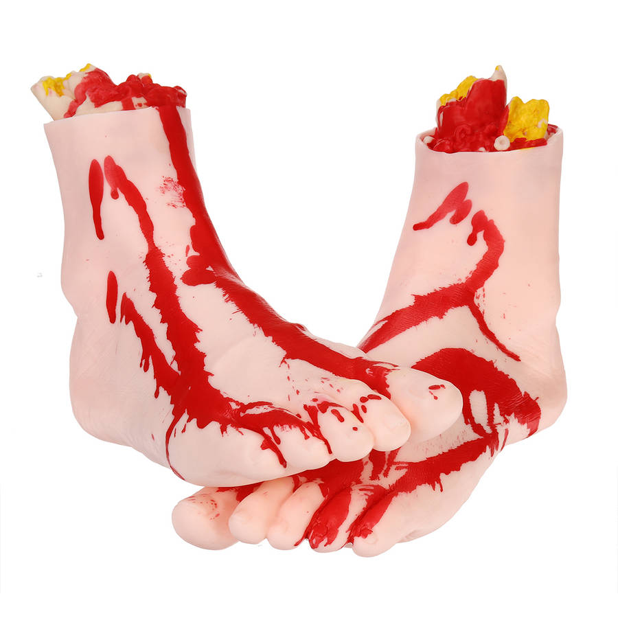 1 Pair of Hands/Feet Vinyl Halloween Horror Broken Hands Realistic Scene Decoration Props Tricky Toy