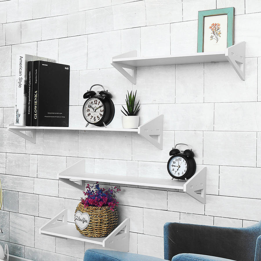1 Piece Wall-mounted Storage Shelf Rack Punch Free Wall Hanging Bookshelf Home Decoratio...-(Size S)