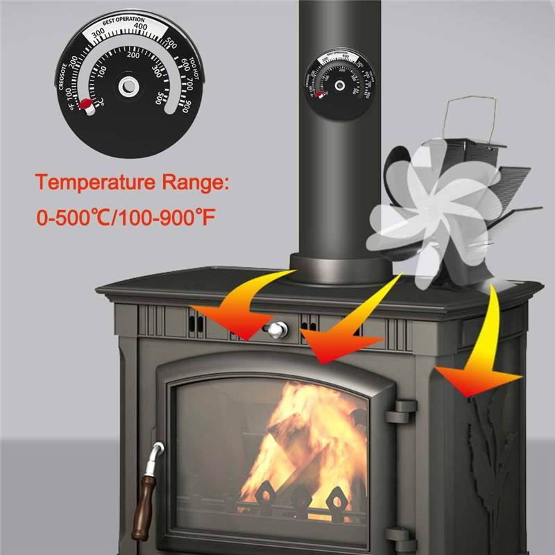 Fireplace Stove Pipe Magnetic Thermometer 0-500â/100-900â Wood Log Fire Flue Burner Stovepipe Gauge Black