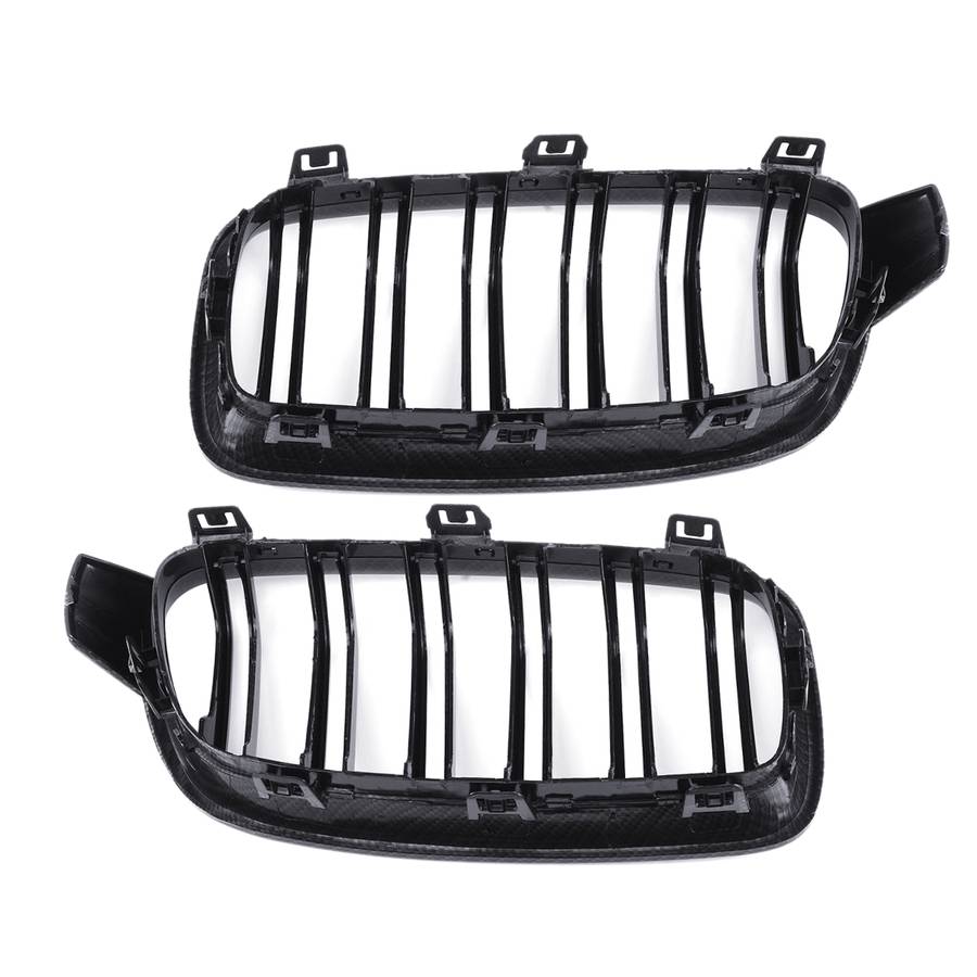 Pair Carbon Fiber Look Front Bumper Grill Grille For BMW 3 F30 F31 F35 2012-2018