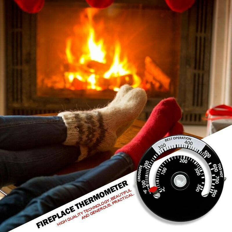 Fireplace Stove Pipe Magnetic Thermometer 0-500â/100-900â Wood Log Fire Flue Burner Stovepipe Gauge Black