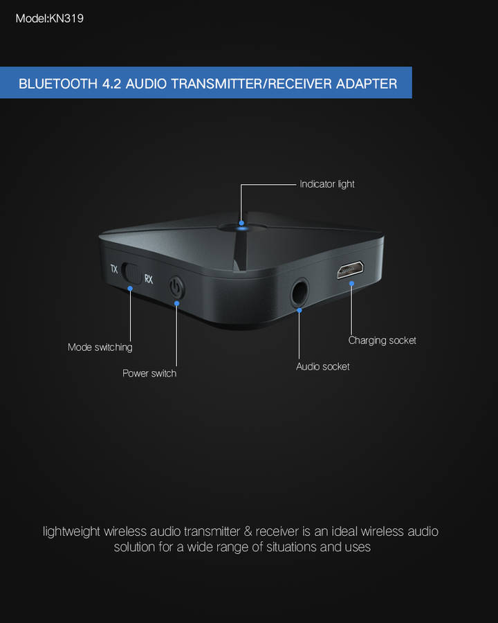 iMars KN319 bluetooth Wireless Audio Transmitter Receiver 4.2 Adapter TV Launch Music Receiver