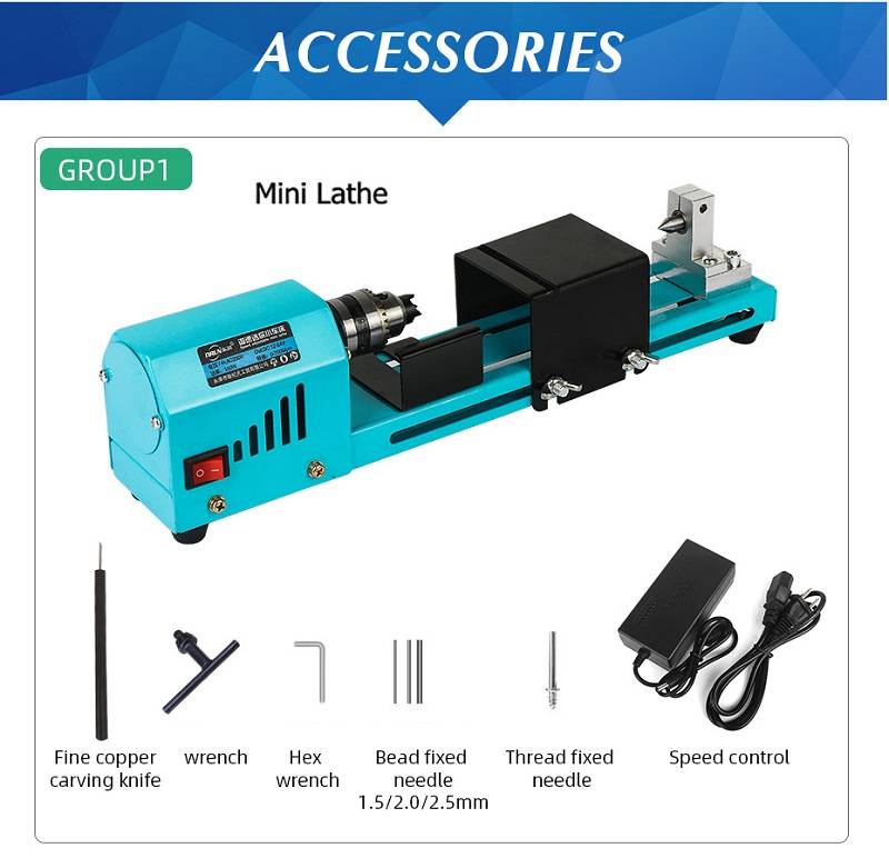 1 Set 150W 110-240V Mini Wood Lathe Machine Speed Adjustable Rotary Tool Lathe Grinding Polishing DIY Woodwork Tool
