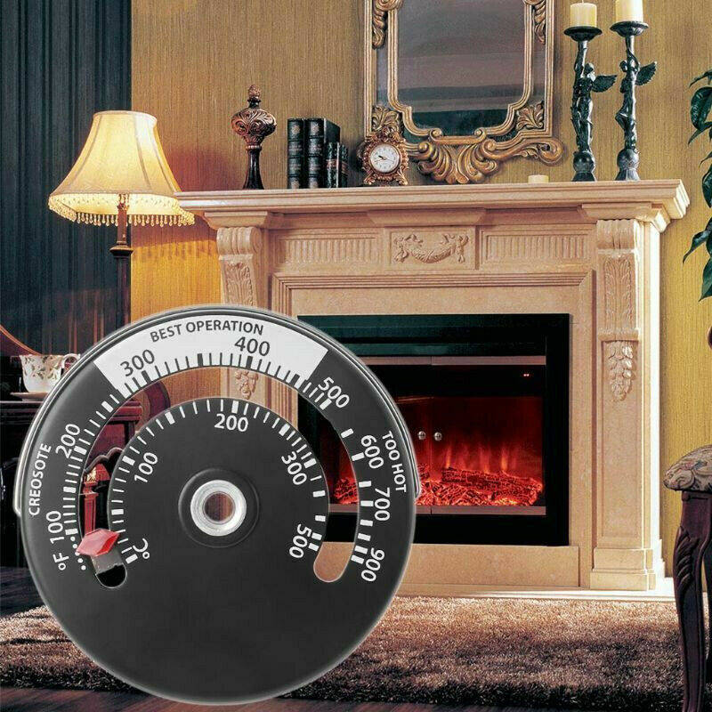 Fireplace Stove Pipe Magnetic Thermometer 0-500â/100-900â Wood Log Fire Flue Burner Stovepipe Gauge Black