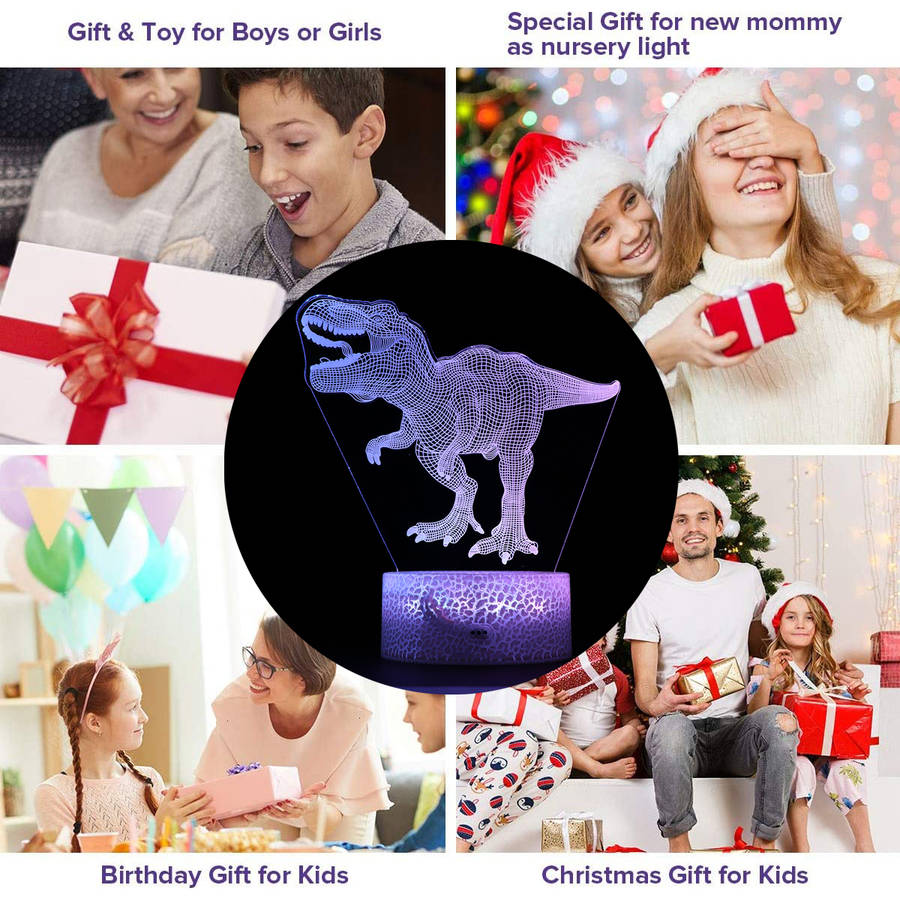 3D Dinosaur Night Light 16 Million Light Colors Toys Remote Control+Smart Touch Dimmable Christmas Toys